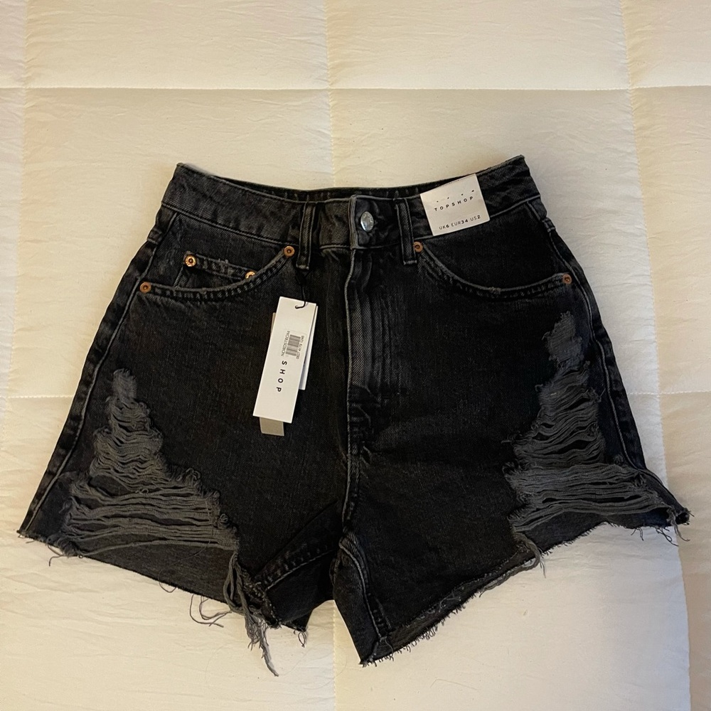 Topshop “Split Super Rip Denim Shorts”